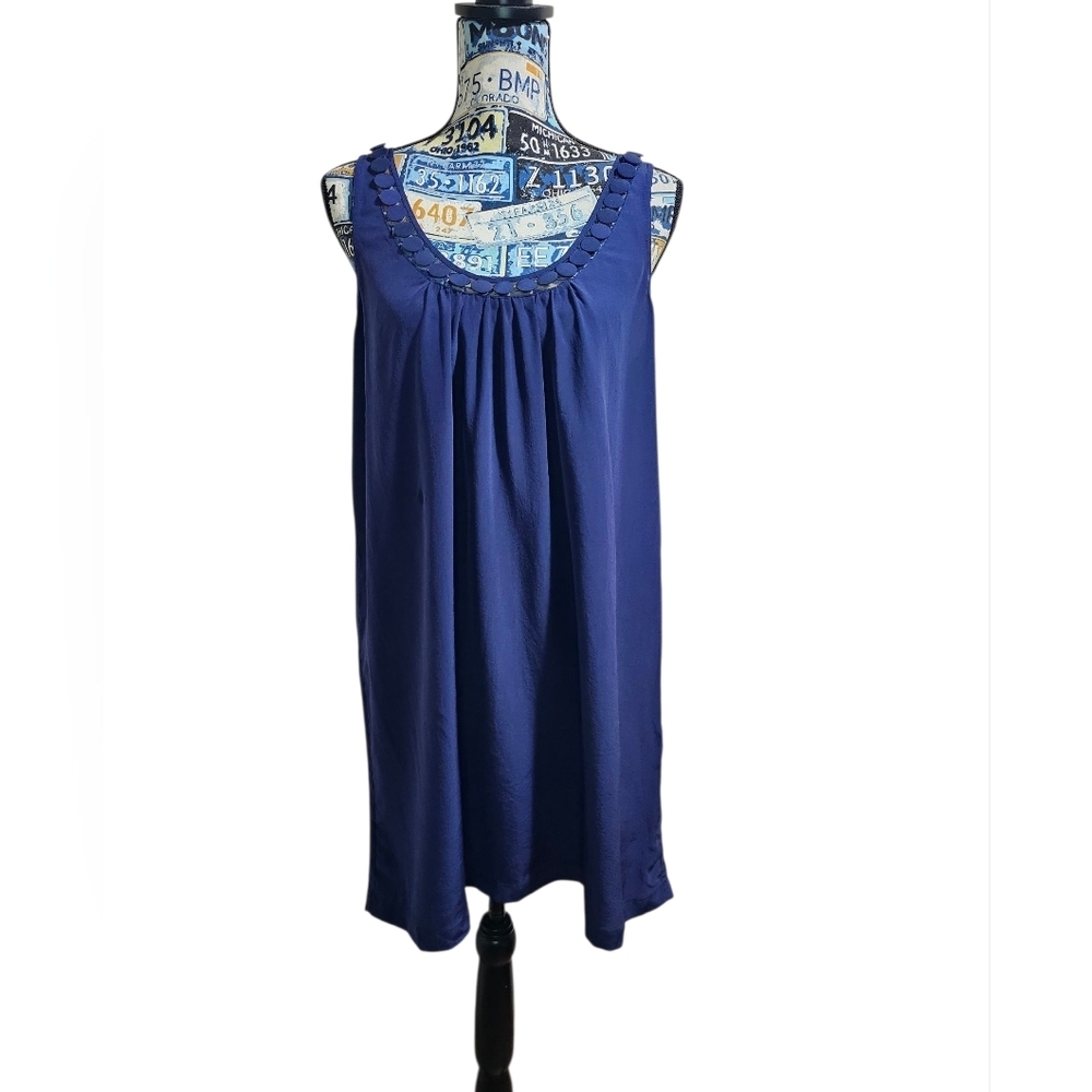 New Joie Navy Blue Sheath Dress Small Silk Polka Dot